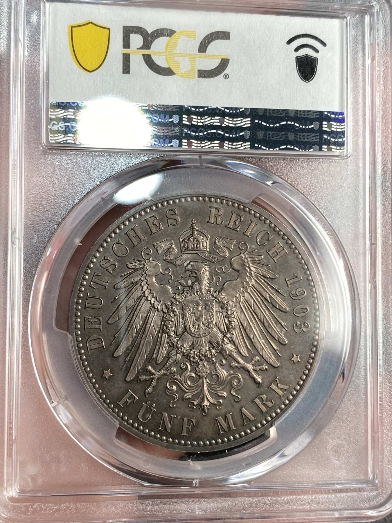 万国钱币拍卖第015期（奢华币章第二季） PCGS PR63 1903年德国萨克森乔治一世精致流通5马克 流通版精致发行量仅仅50枚 PCGS冠军分及封面 踏遍KUNKER|HA|SBP也找不到的精绝品质与品种