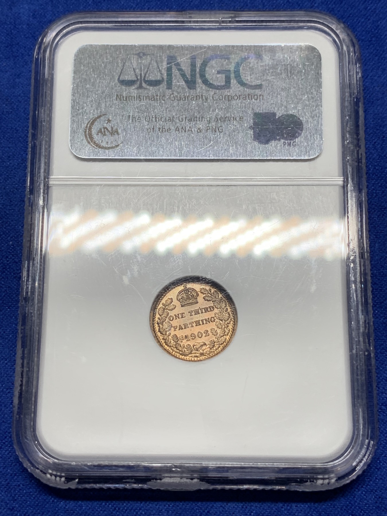 《竞宝斋》第193场-周日，周一 2场 (全场包邮) NGC MS64RD 英国 1902年 爱德华七世 1/3法新铜币稀少小额辅币