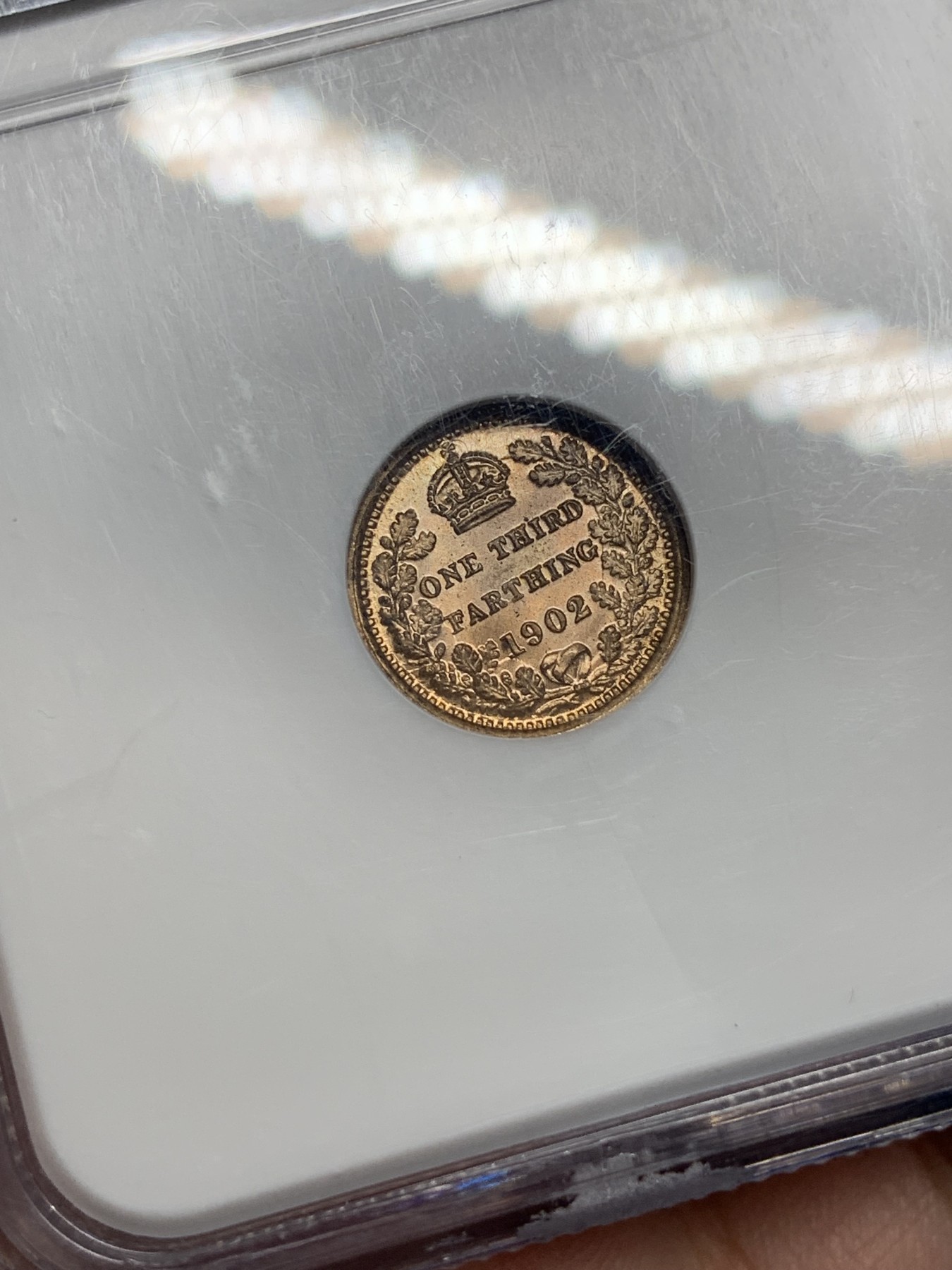 《竞宝斋》第193场-周日，周一 2场 (全场包邮) NGC MS64RD 英国 1902年 爱德华七世 1/3法新铜币稀少小额辅币