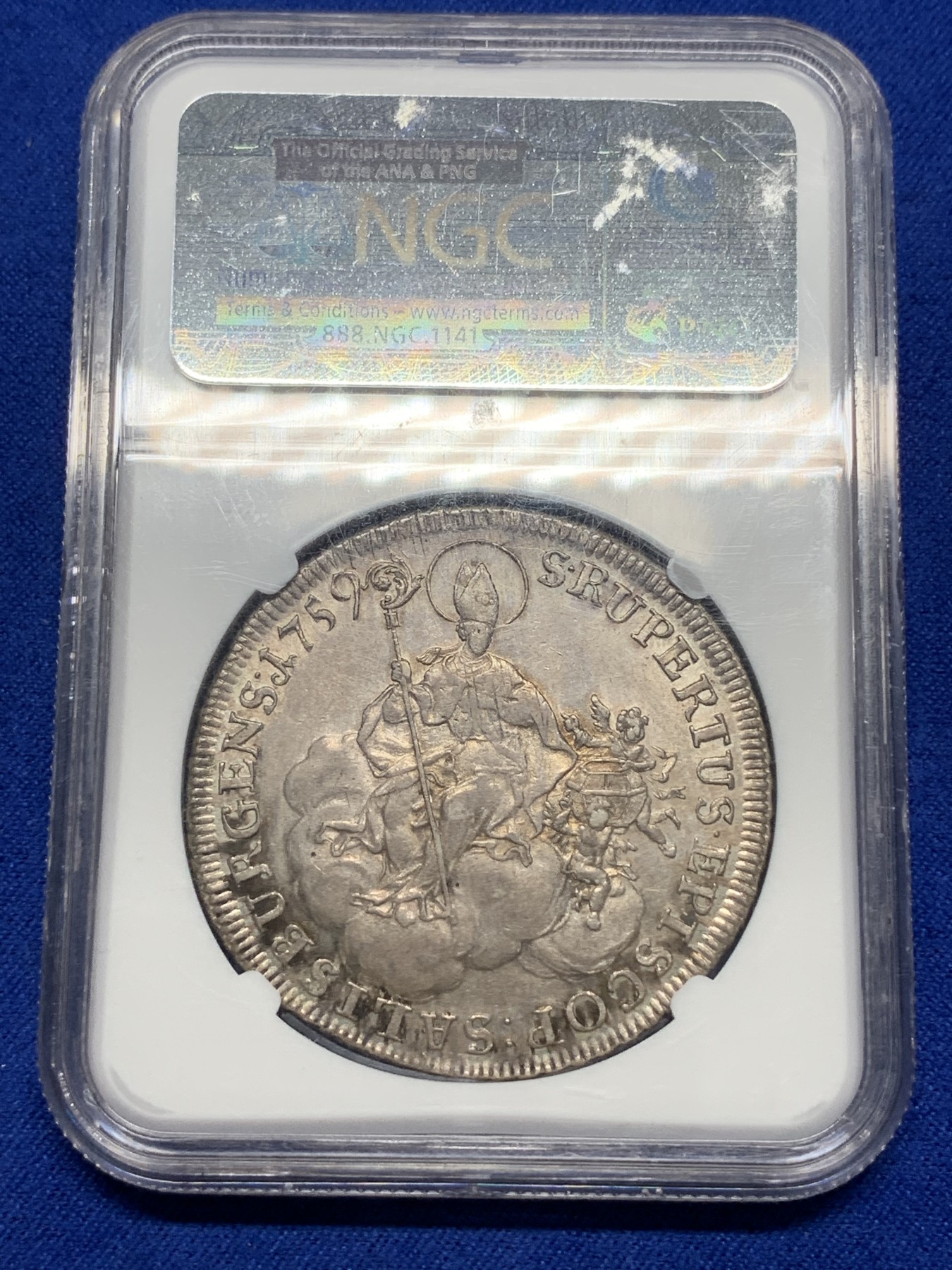 《竞宝斋》第193场-周日，周一 2场 (全场包邮) NGC-AU58 萨尔茨堡 1759 大主教 西吉斯蒙德 泰勒大银币