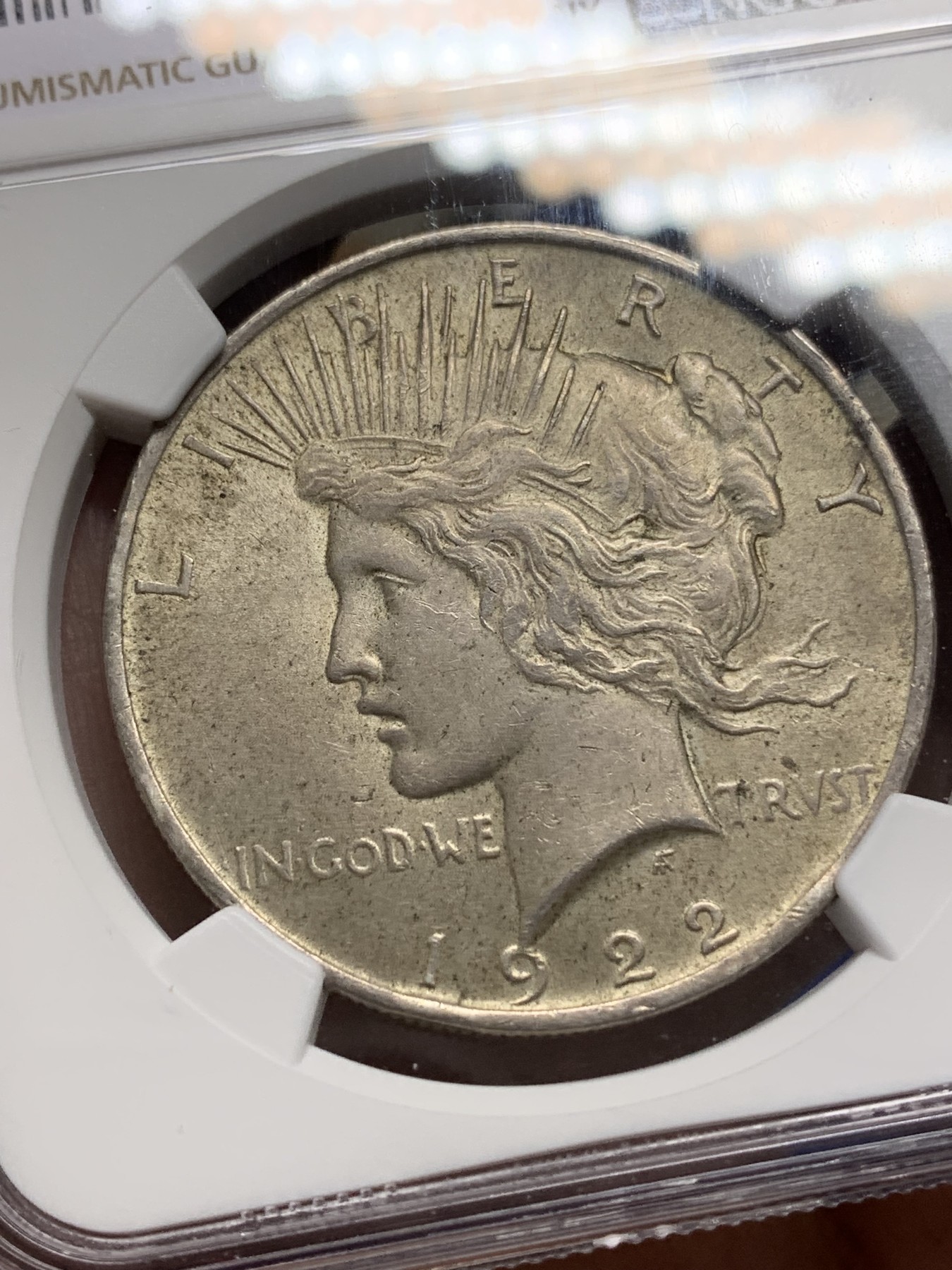 《竞宝斋》第193场-周日，周一 2场 (全场包邮) NGC-MS64 美国1922年 和平鸽 1美元 大银币 黄绿五彩包浆