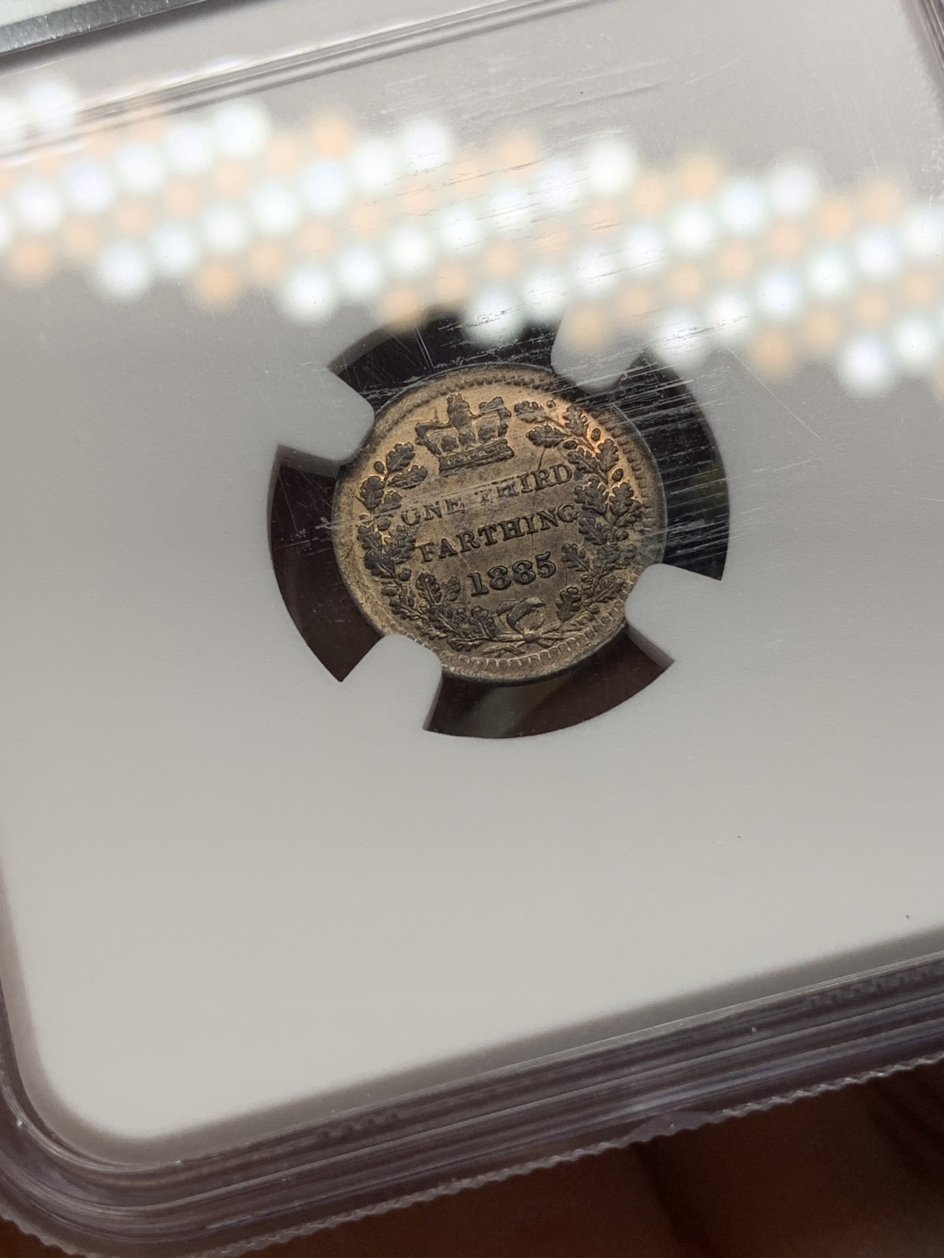 《竞宝斋》第193场-周日，周一 2场 (全场包邮) NGC MS63RB 英国 1885年 维多利亚 1/3法新铜币稀少小额辅币