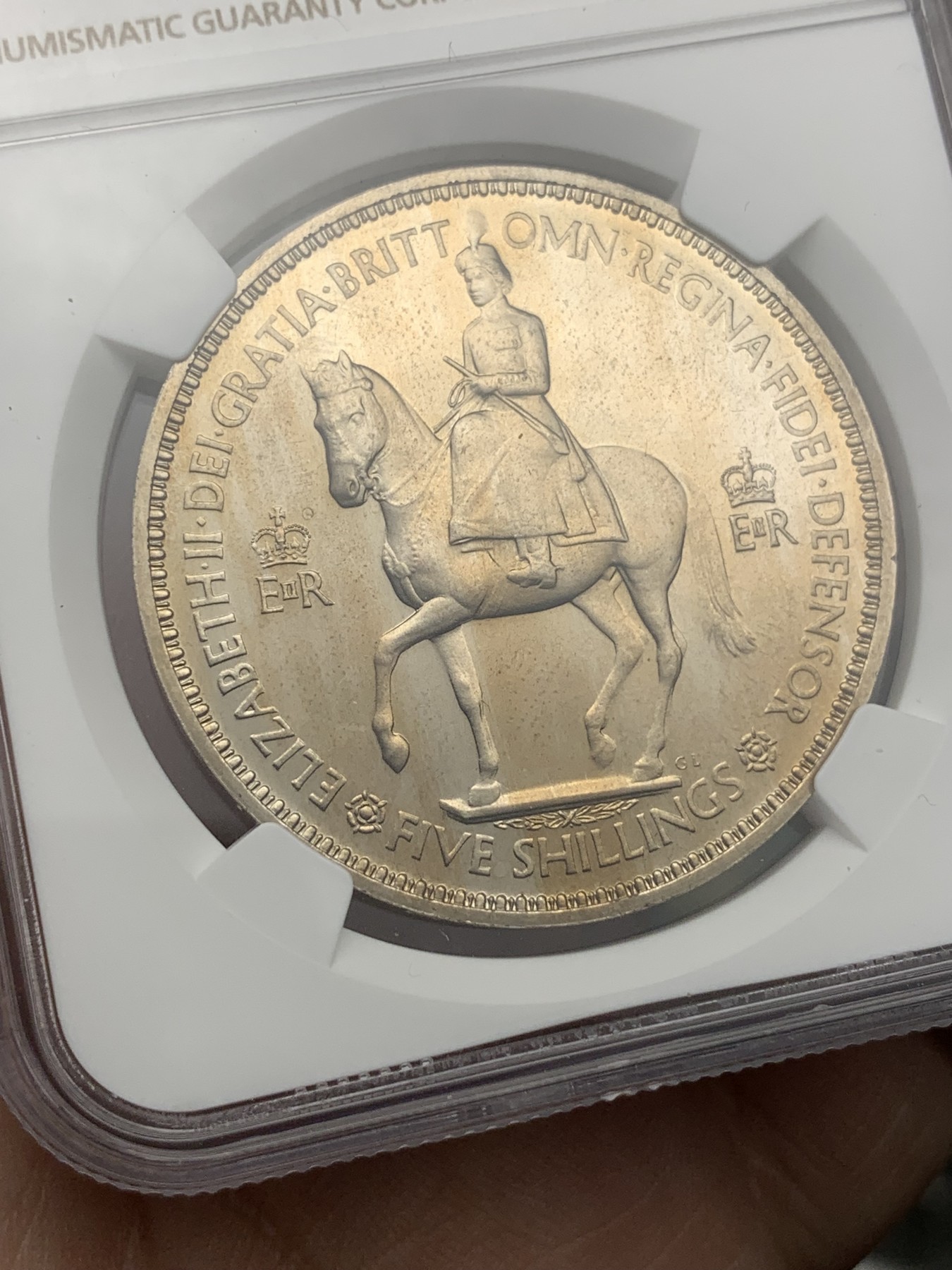 《竞宝斋》第193场-周日，周一 2场 (全场包邮) NGC-PF65，1953年英国伊丽莎白二世加冕精制克朗，高分