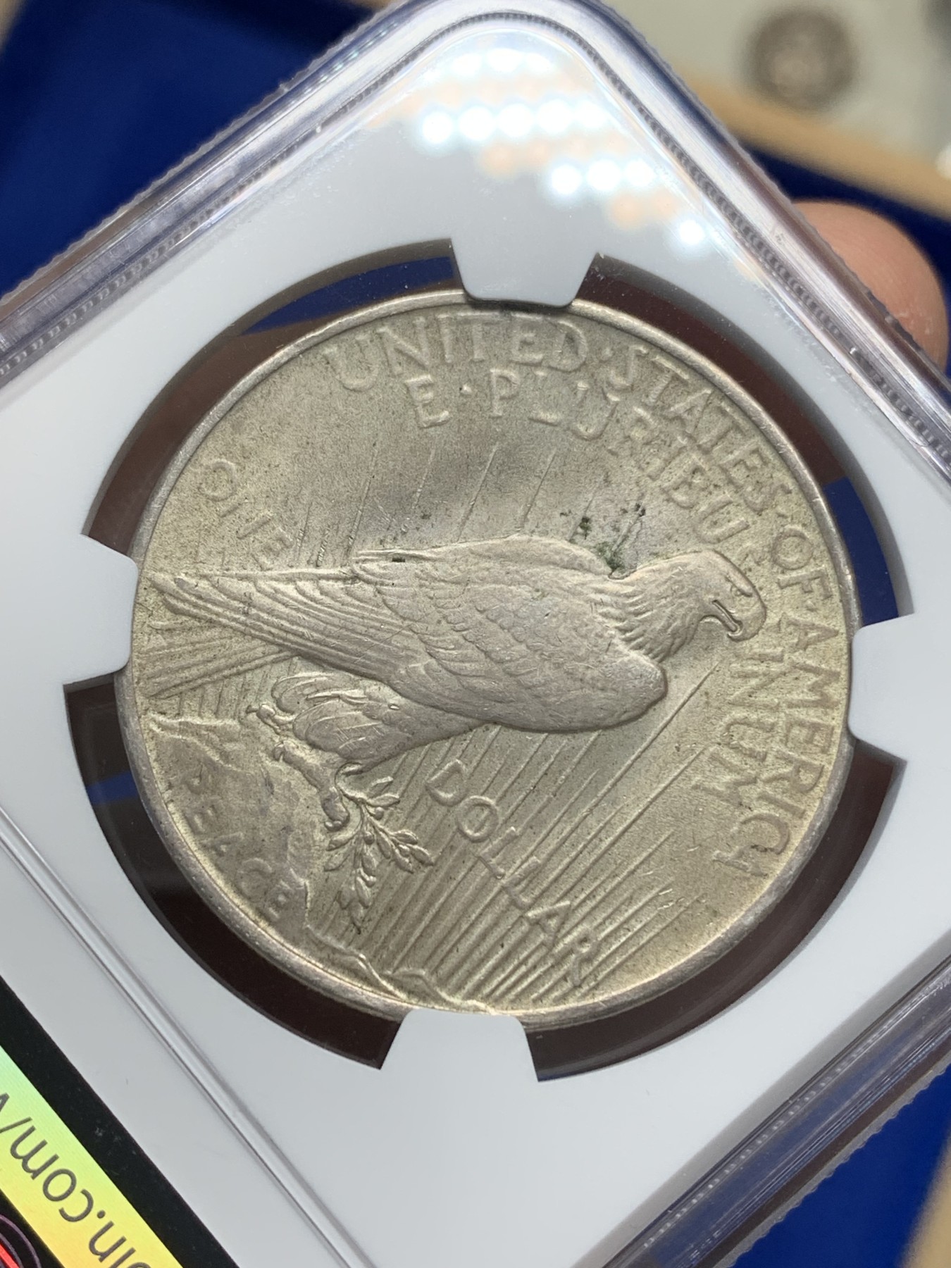 《竞宝斋》第193场-周日，周一 2场 (全场包邮) NGC-MS64 美国1922年 和平鸽 1美元 大银币 黄绿五彩包浆