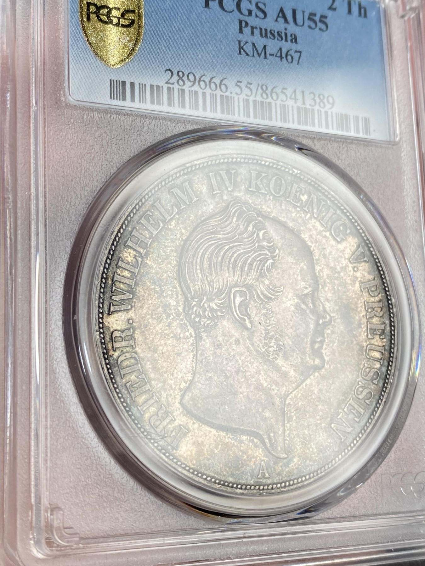 万国钱币拍卖第015期（奢华币章第二季） PCGS AU55 1855年德国普鲁士威廉四世纹章流通2泰勒 著名的洋葱头 原味的状态非常难得