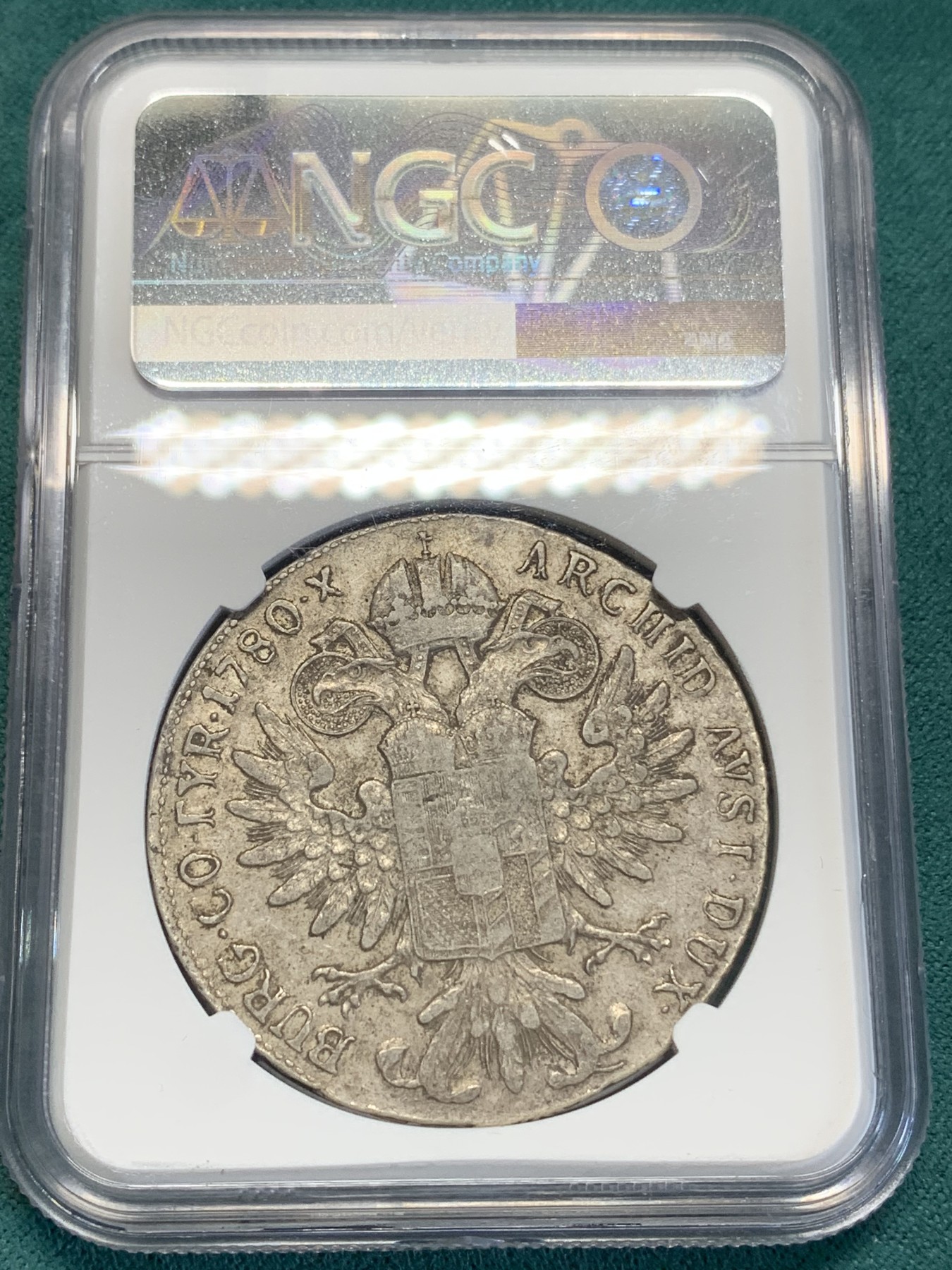 《竞宝斋》第193场-周日，周一 2场 (全场包邮) NGC-XF45 奥地利“1780”年 玛利亚.特蕾莎 1泰勒 大奶妈银币 早期后铸版本 原味老包浆