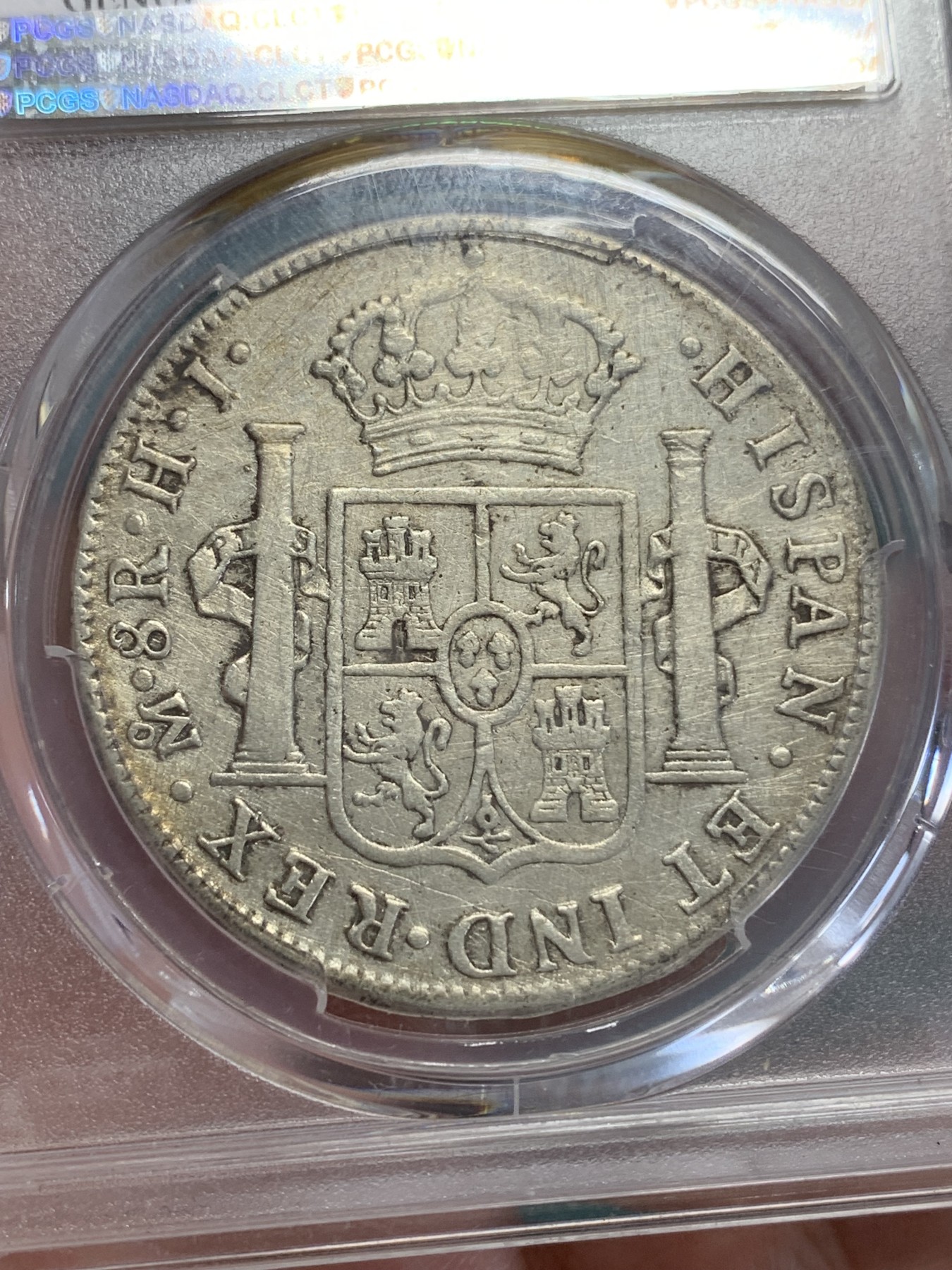《竞宝斋》第193场-周日，周一 2场 (全场包邮) PCGS-VF 1810年 墨西哥 斐迪南七世 8R 戎装版 双柱大银币
