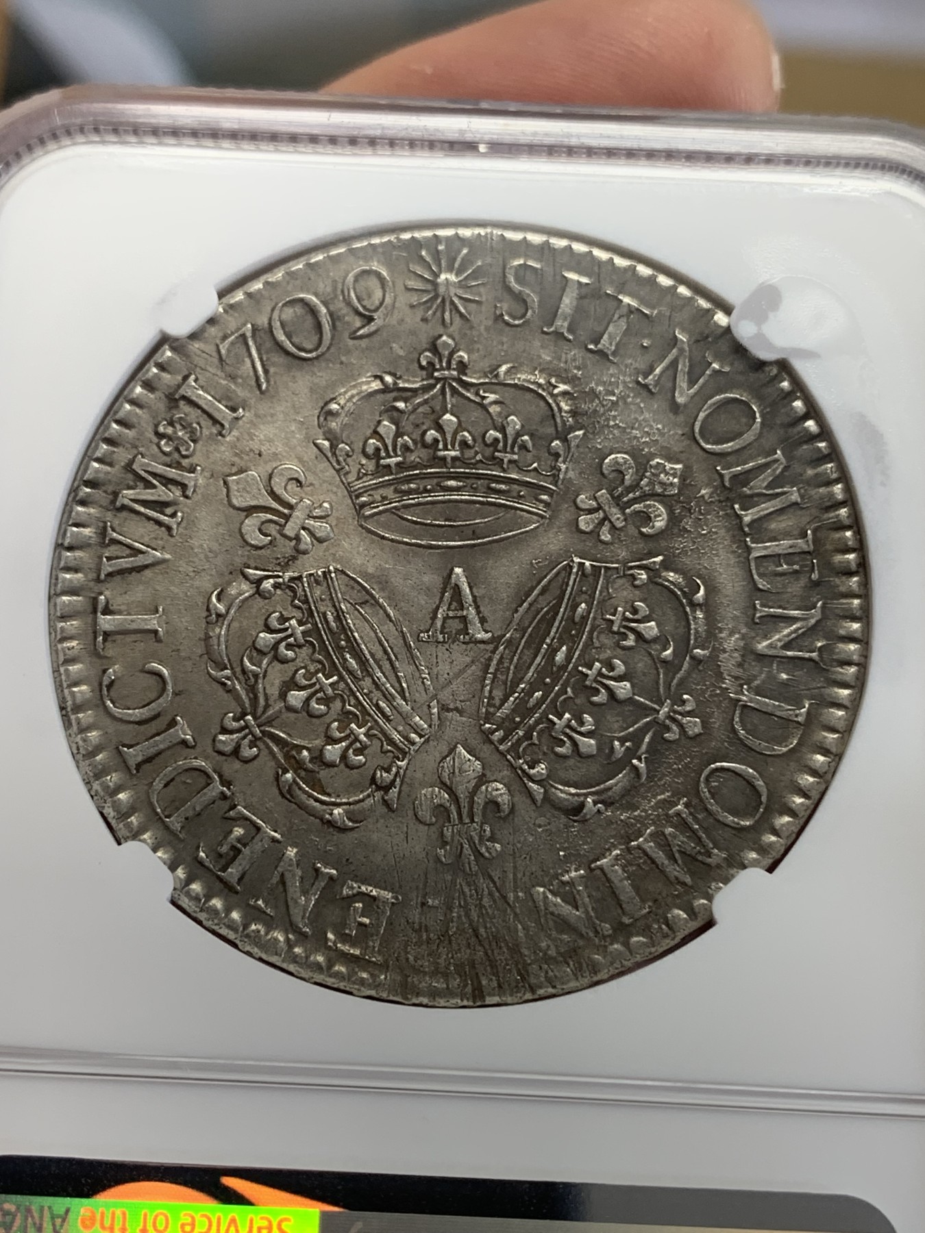 《竞宝斋》第193场-周日，周一 2场 (全场包邮) NGC UNC 法国 1709年 路易十四 太阳王 埃居大银币