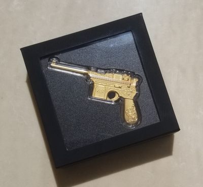 【币将精彩】世界钱币拍卖专场(2023-8-29) - 乍得2023年驳壳枪2盎司镀金银币带证书包装