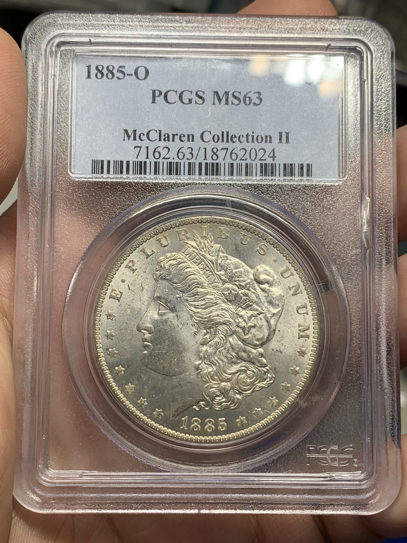 《竞宝斋》第193场-周日，周一 2场 (全场包邮) PCGS MS63 美国 摩根银元 1885-O 名家旧藏