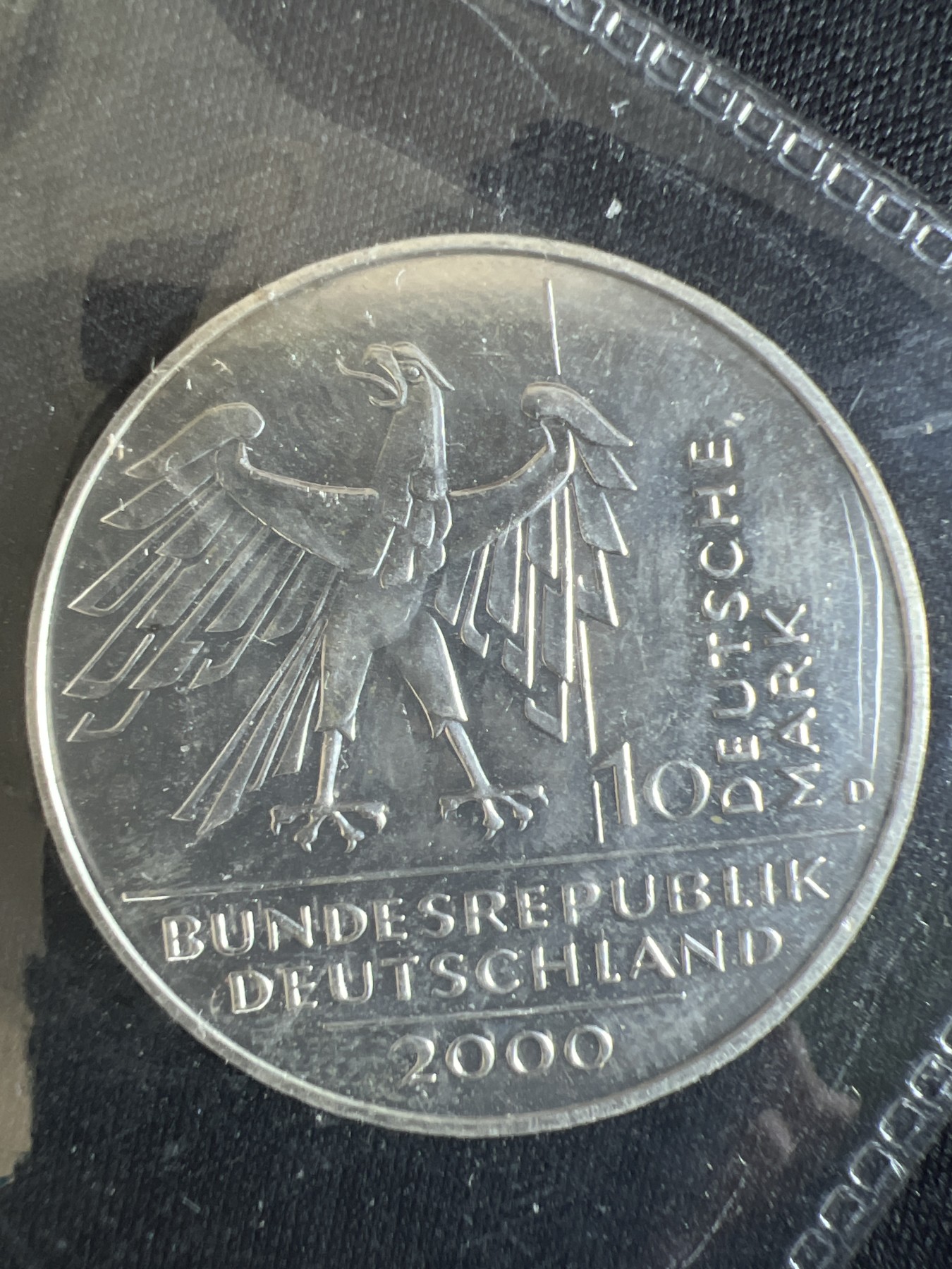 第4期 银币专场 （无押金，捡漏，全场20包邮，偏远地区除外，接收代拍业务） 2000年 德国 10马克 德国统一纪念银币