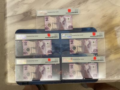 墨西哥50比索塑料钞 AA首发冠 5个不同签名，PMG67 墨西哥50比索塑料钞 AA首发冠 5个不同签名，PMG67