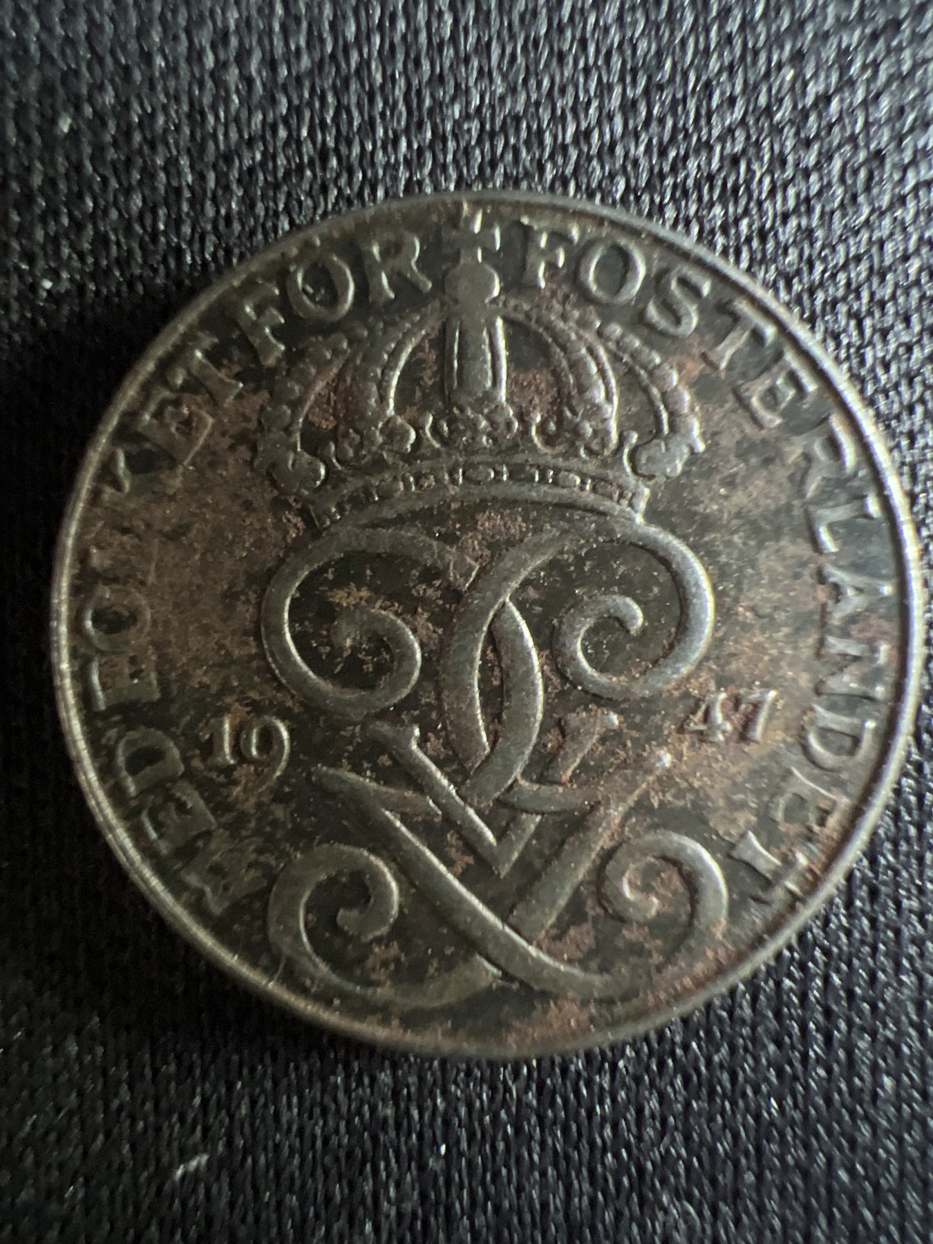 第396期 硬币币专场 （无押金，捡漏，全场20包邮，偏远地区除外，接收代拍业务） 瑞典 古斯塔夫五世 三皇冠 1欧尔 二战时期铁币