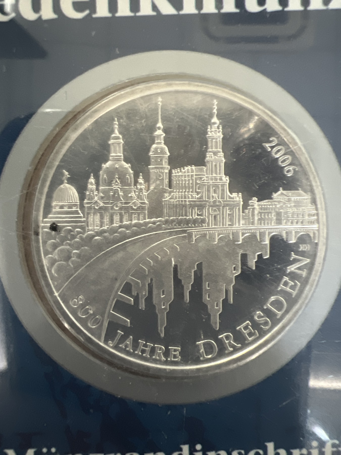 第4期 银币专场 （无押金，捡漏，全场20包邮，偏远地区除外，接收代拍业务） 2006年 德国 德雷斯顿圣母大教堂 10欧元 纪念银币 带大版票