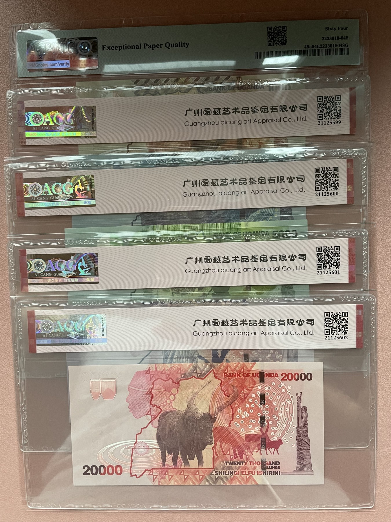 乌干达1000-20000先令2010年 稀缺首发年份 尾61同号