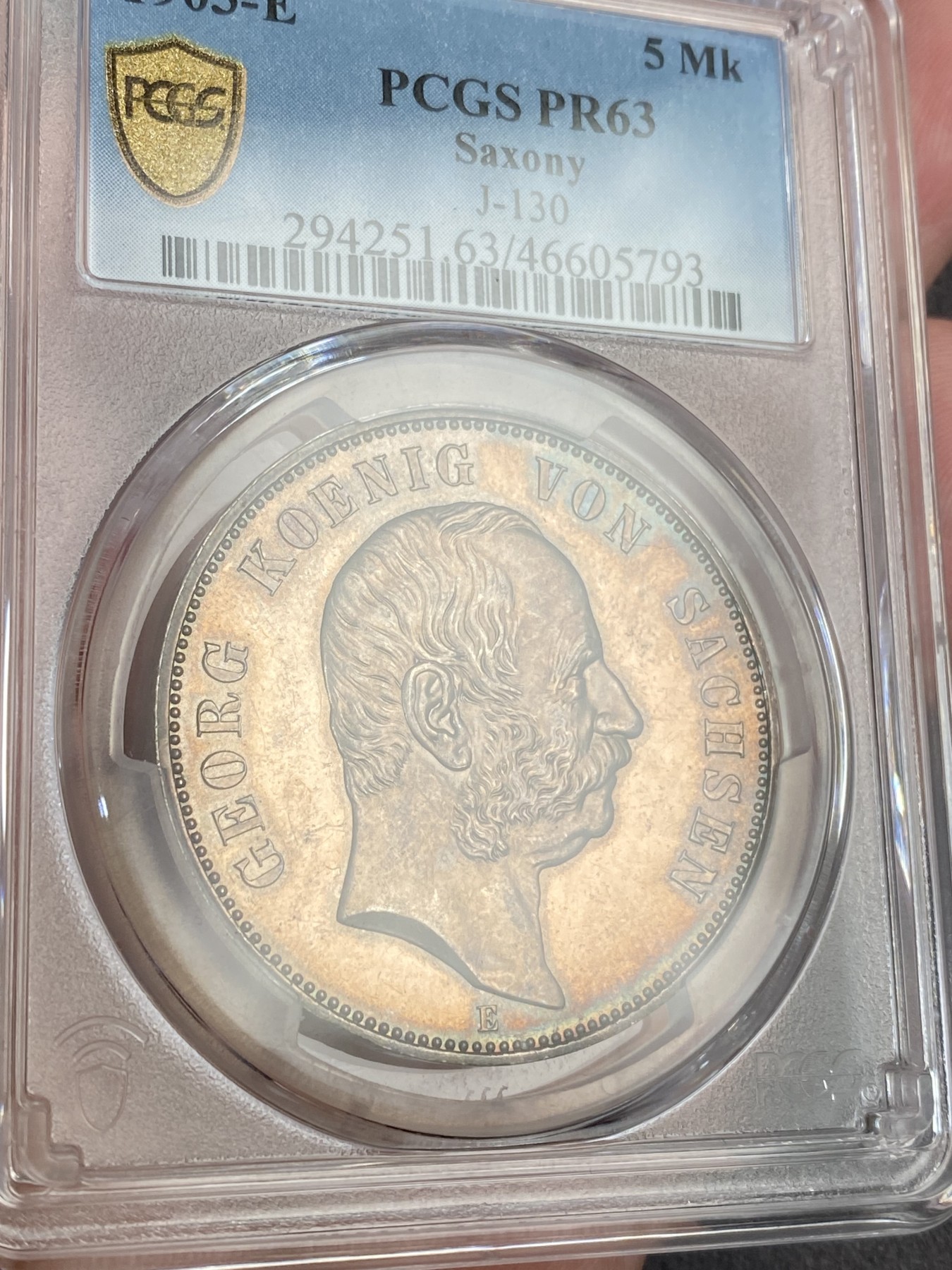 万国钱币拍卖第015期（奢华币章第二季） PCGS PR63 1903年德国萨克森乔治一世精致流通5马克 流通版精致发行量仅仅50枚 PCGS冠军分及封面 踏遍KUNKER|HA|SBP也找不到的精绝品质与品种