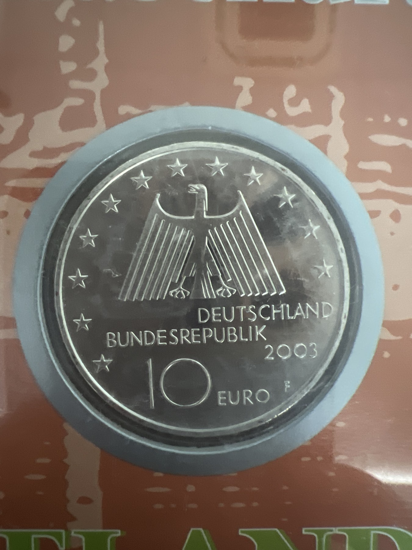 第4期 银币专场 （无押金，捡漏，全场20包邮，偏远地区除外，接收代拍业务） 2003年 德国 鲁尔工业区 10欧元 纪念银币 带大版票