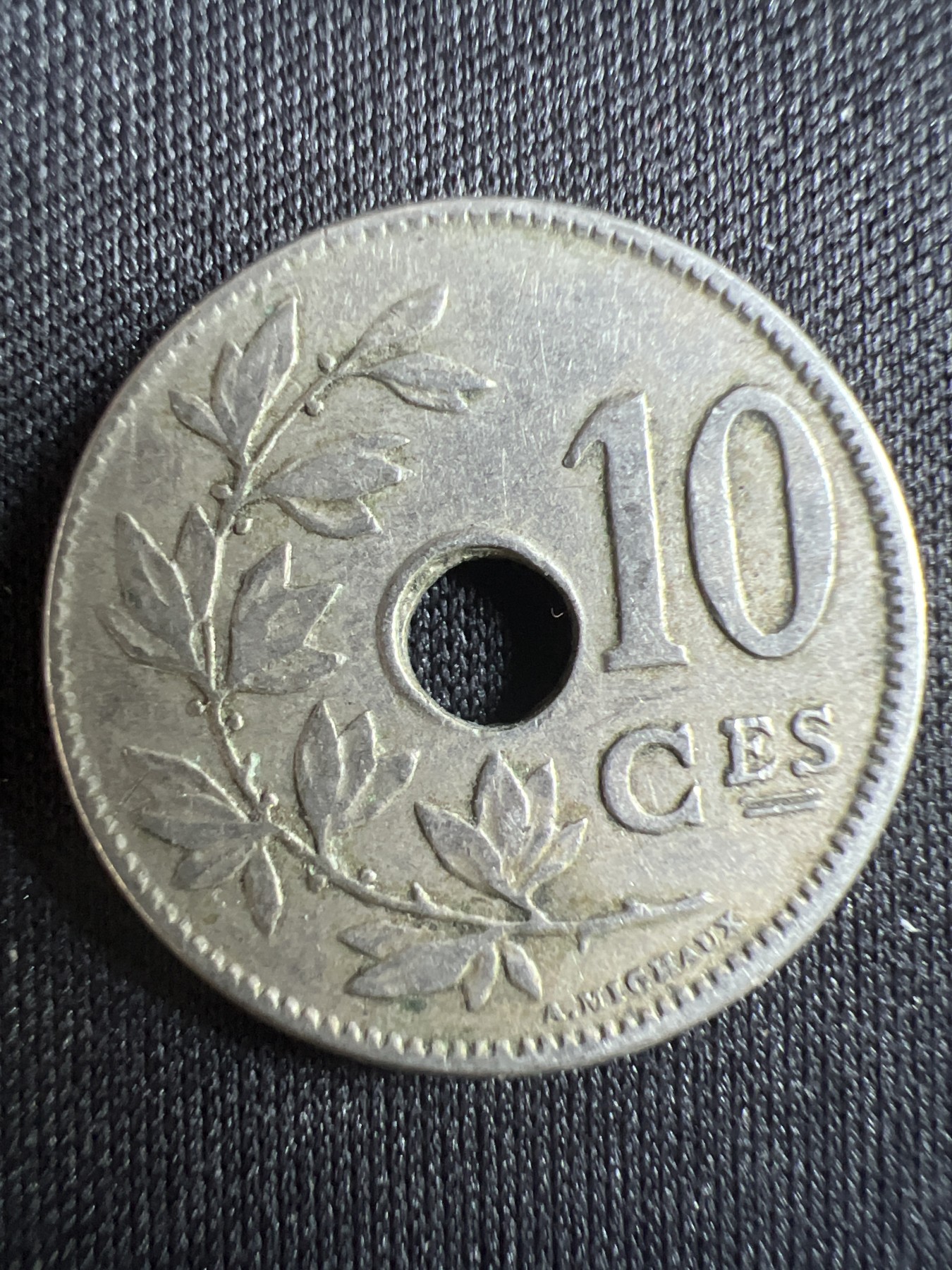 第396期 硬币币专场 （无押金，捡漏，全场20包邮，偏远地区除外，接收代拍业务） 比利时 早期 中孔铜镍币 10分