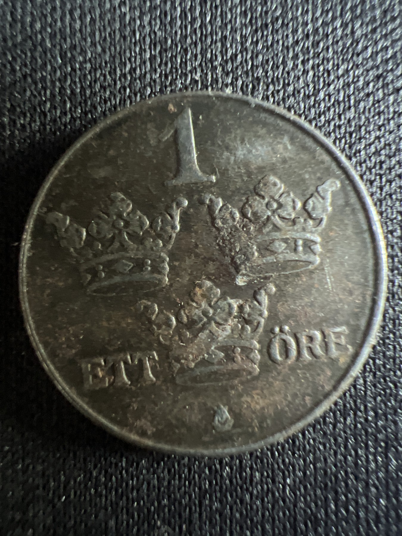 第396期 硬币币专场 （无押金，捡漏，全场20包邮，偏远地区除外，接收代拍业务） 瑞典 古斯塔夫五世 三皇冠 1欧尔 二战时期铁币