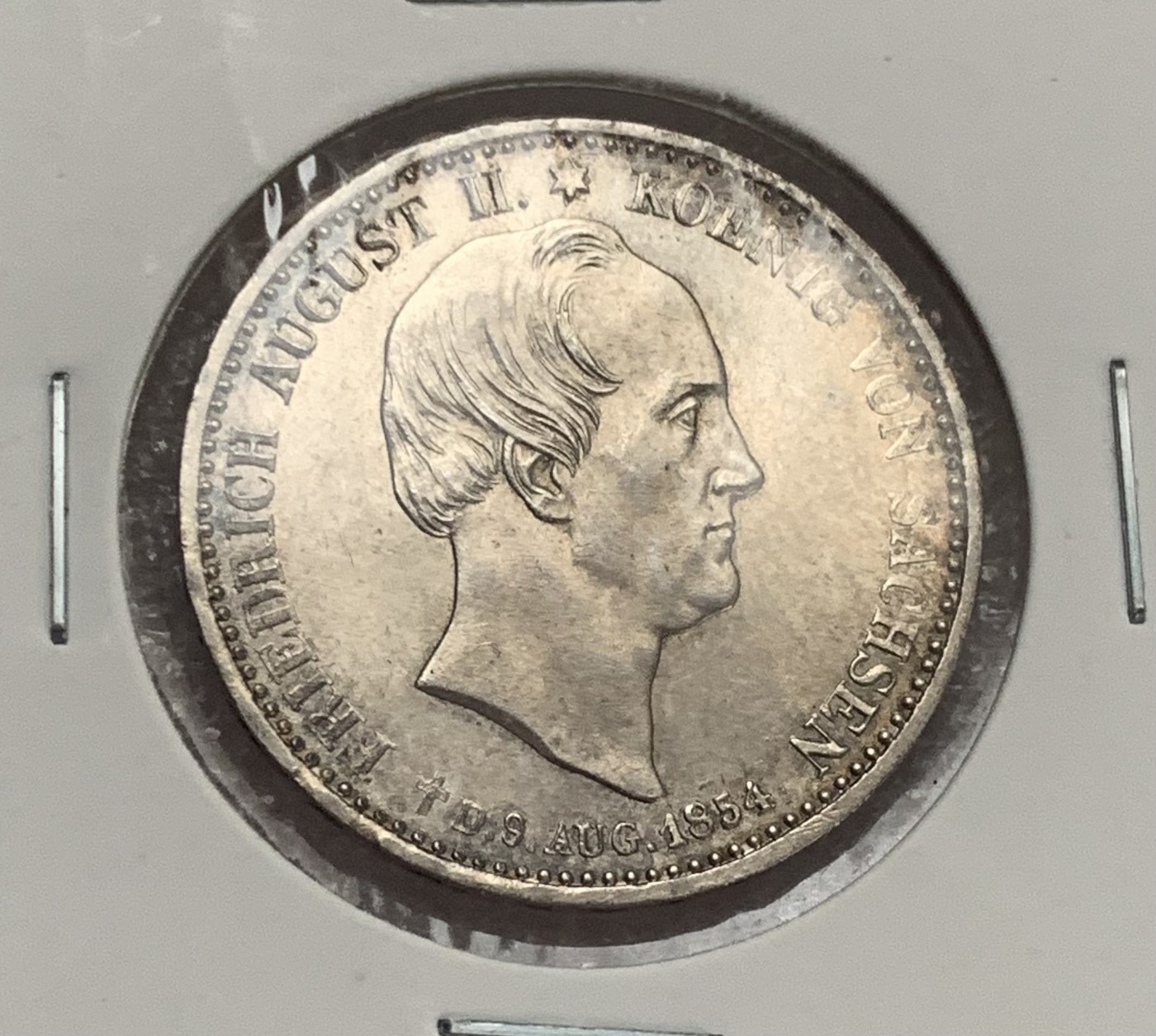 瓶子🏺第107期拍卖会 德国萨克森1854年奥古斯特二世逝世纪念1/3泰勒银币