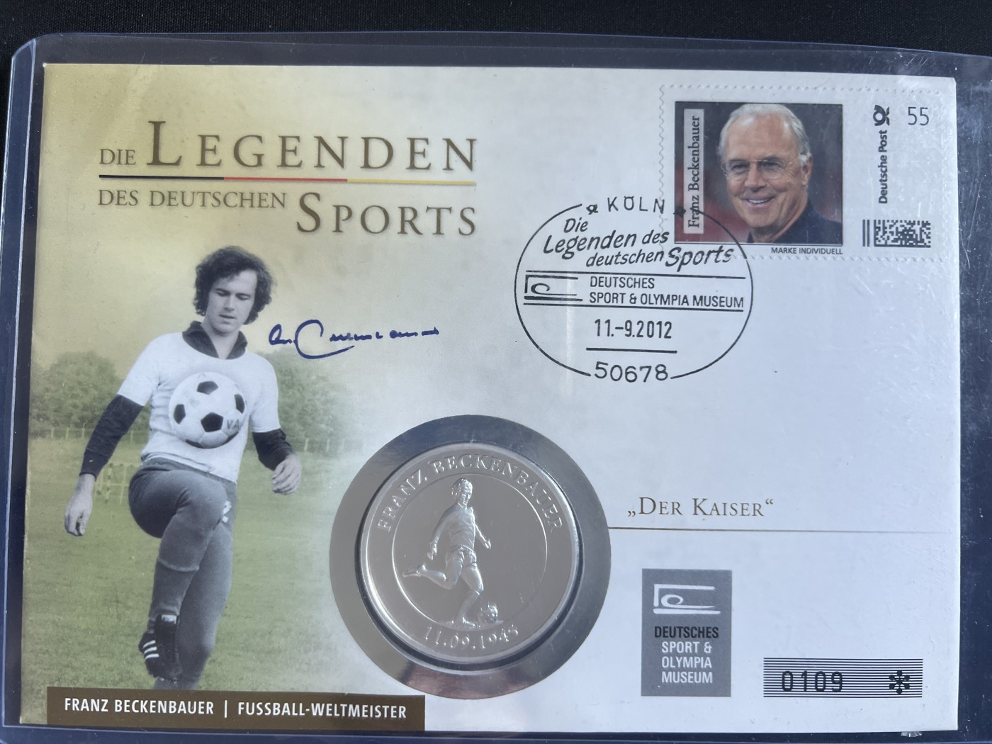 第4期 银币专场 （无押金，捡漏，全场20包邮，偏远地区除外，接收代拍业务） 2012年 德国 贝肯鲍尔 足球纪念银币 邮币封