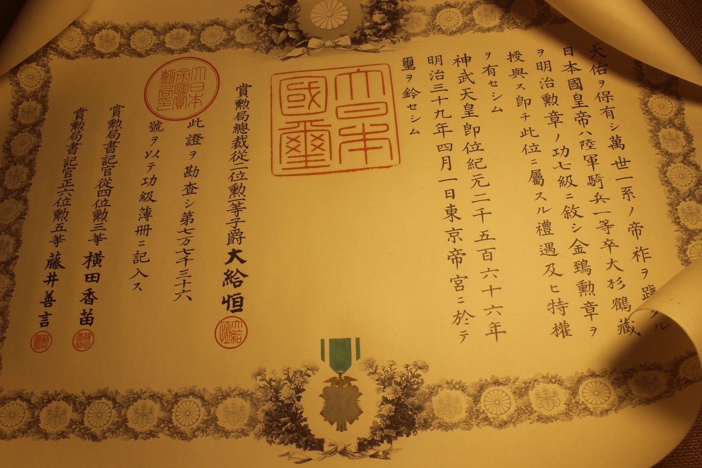 日俄时期骑兵一等卒大杉鹤藏个人套装 