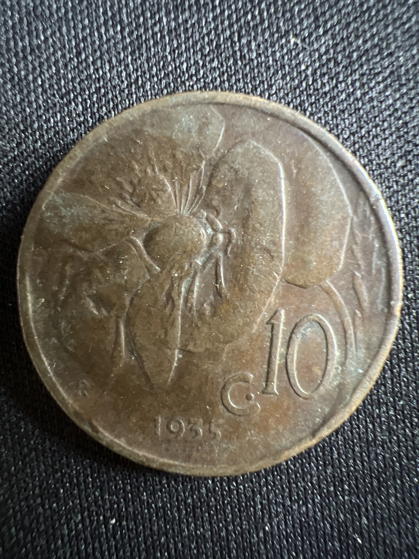 第396期 硬币币专场 （无押金，捡漏，全场20包邮，偏远地区除外，接收代拍业务） 1935年 意大利 10分铜币 蜜蜂 伊曼纽尔三世