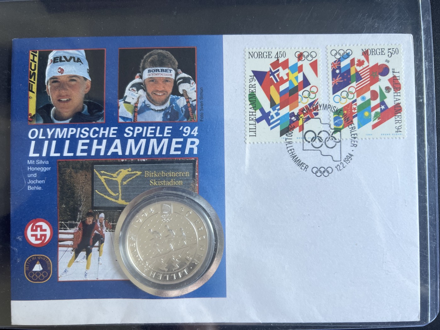 第4期 银币专场 （无押金，捡漏，全场20包邮，偏远地区除外，接收代拍业务） 1994年 挪威 50科郎 冬奥会 纪念银币 邮币封