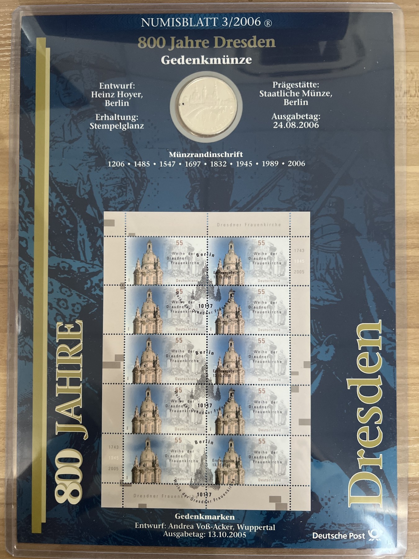 第4期 银币专场 （无押金，捡漏，全场20包邮，偏远地区除外，接收代拍业务） 2006年 德国 德雷斯顿圣母大教堂 10欧元 纪念银币 带大版票