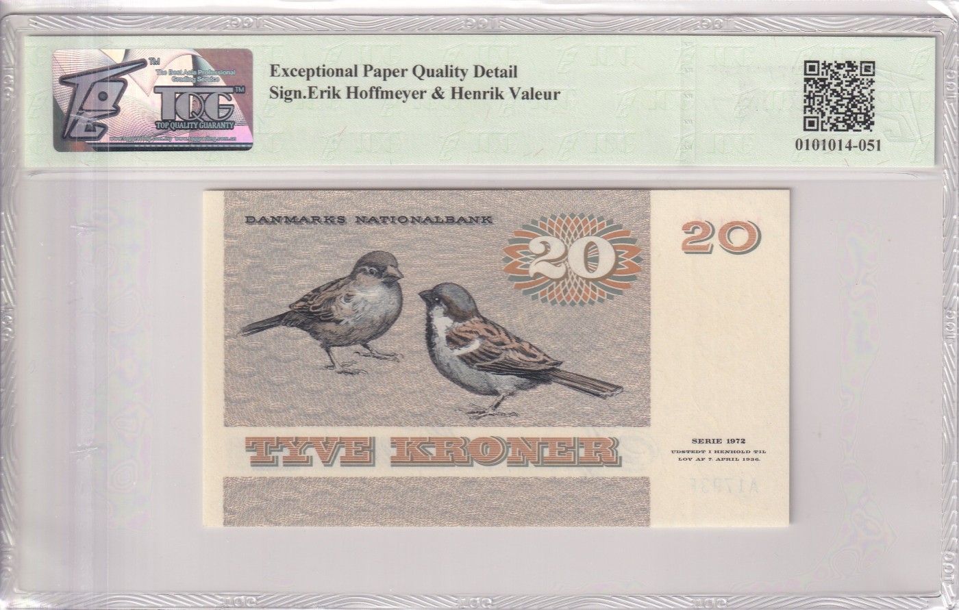 乐淘淘纸币精选 第17期  【A1793F 1131120】丹麦1979年纸币 20克朗 TQG66EPQ