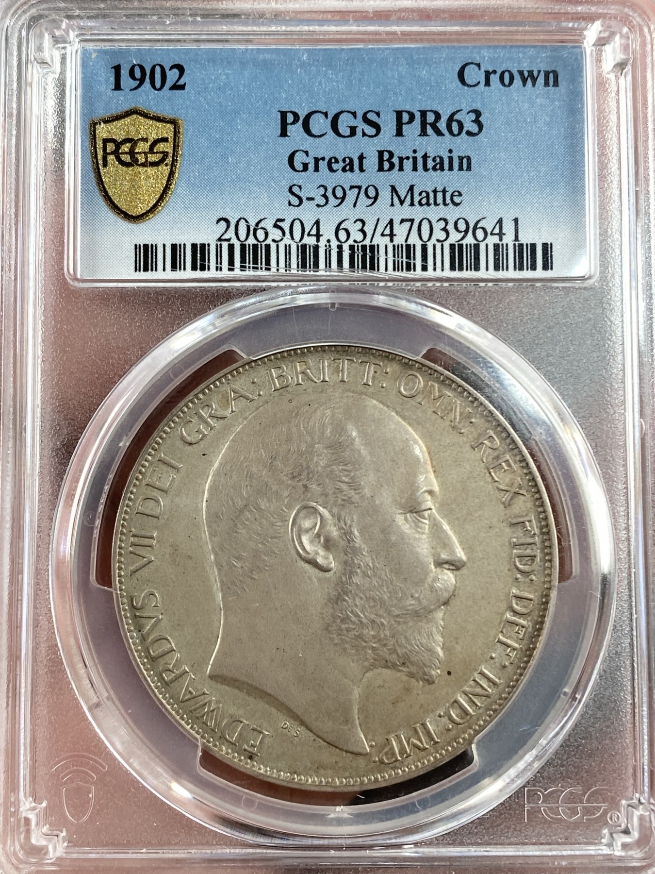 万国钱币拍卖第015期（奢华币章第二季） PCGS PR63 1902年英国爱德华七世精致哑光1克朗大马剑银币 精致MATTE工艺经典永流传