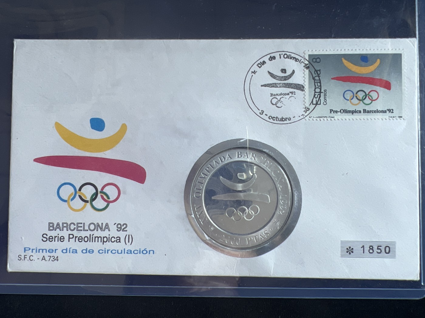 第4期 银币专场 （无押金，捡漏，全场20包邮，偏远地区除外，接收代拍业务） 2000年 西班牙王国 奥运纪念银币 邮币封