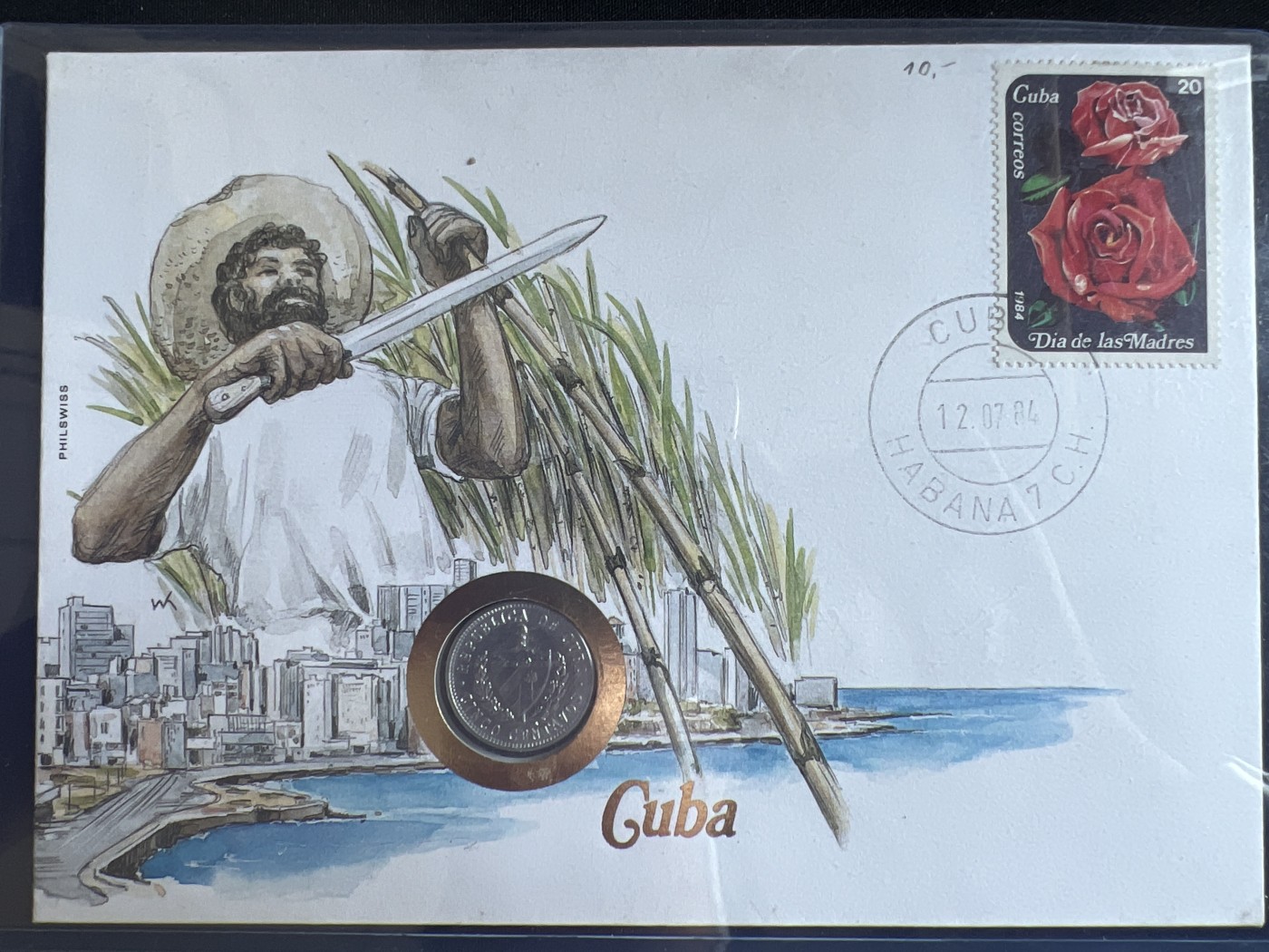 第4期 银币专场 （无押金，捡漏，全场20包邮，偏远地区除外，接收代拍业务） 1968年 古巴 5分 铝币 带玫瑰邮票 邮币封