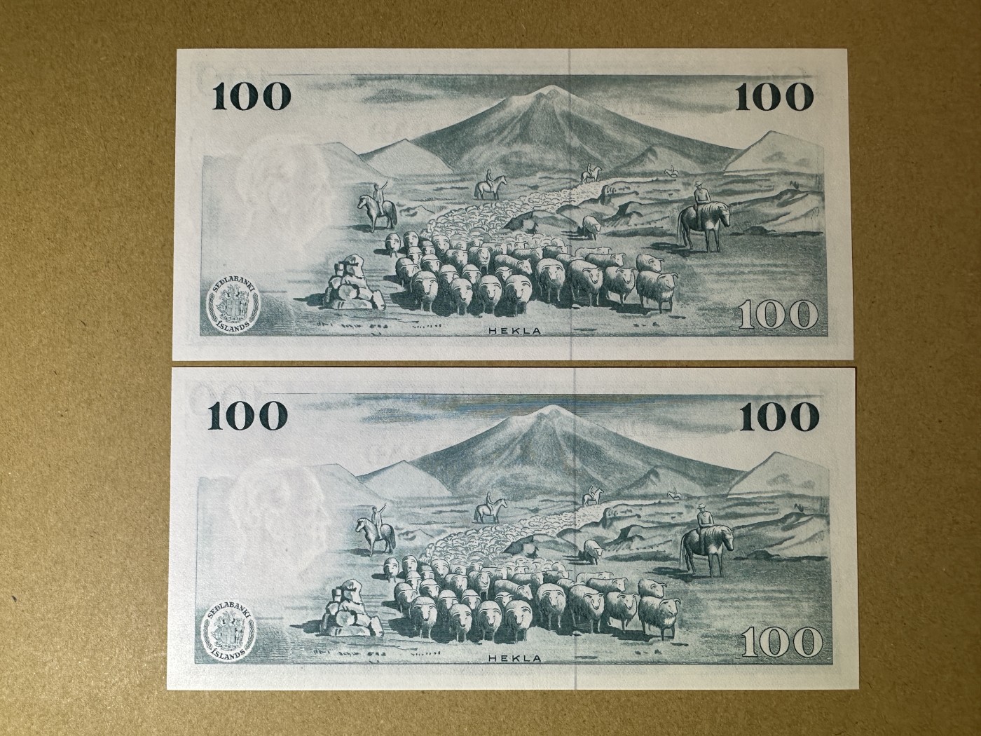 《张总收藏》117期-外币超高货合集 冠军分&名誉品 冰岛100克朗2张 UNC 1961年 冰岛银行家、企业家根拿松 