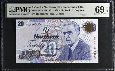 《张总收藏》117期-外币超高货合集 冠军分&名誉品 - <唯一冠军分>北爱尔兰20镑 PMG69E 北方银行 2006年 无47 唯一冠军可遇不可求