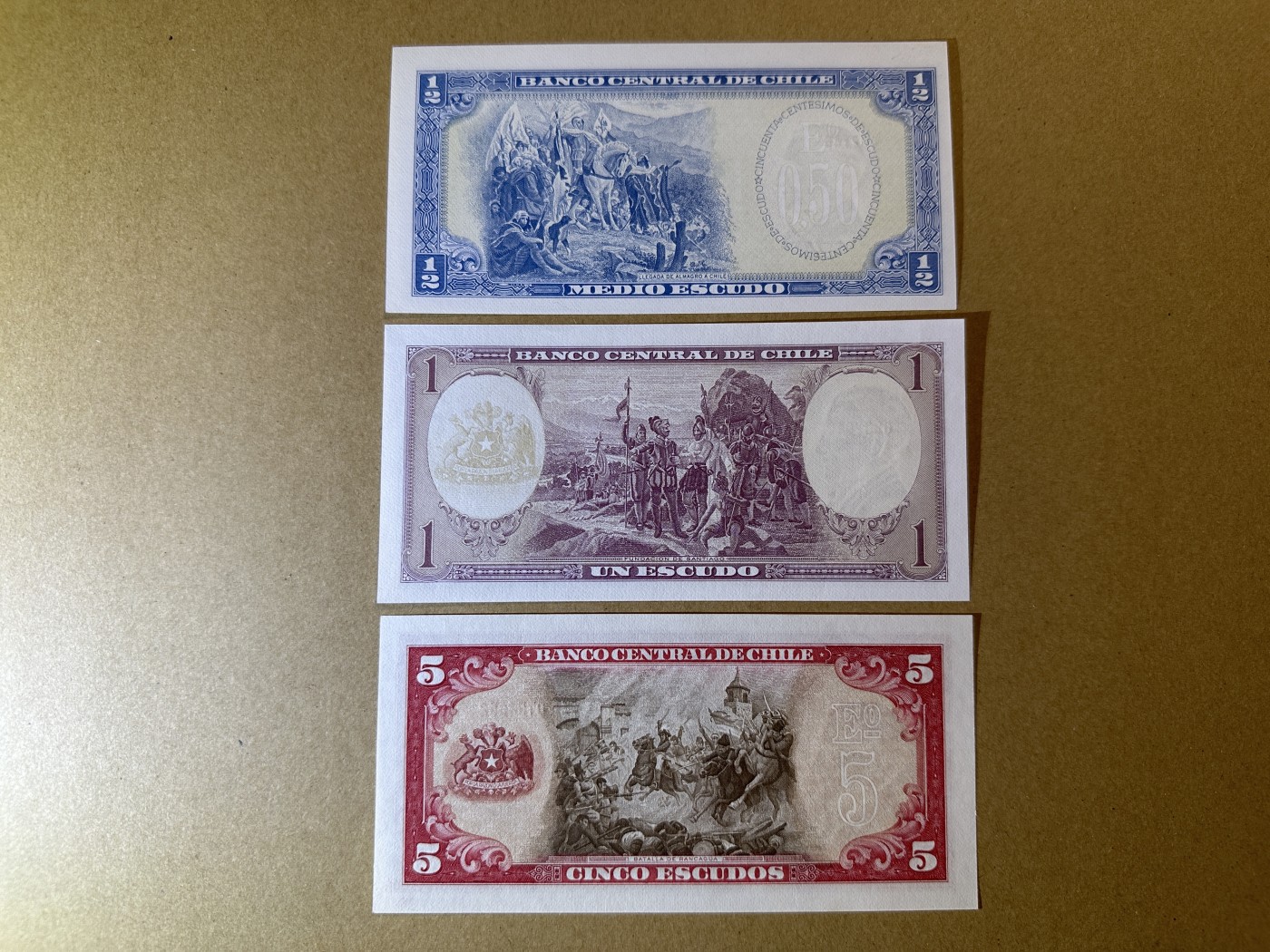 《张总收藏》117期-外币超高货合集 冠军分&名誉品 智利1/2、1、5元3张 UNC 1962-1975年版