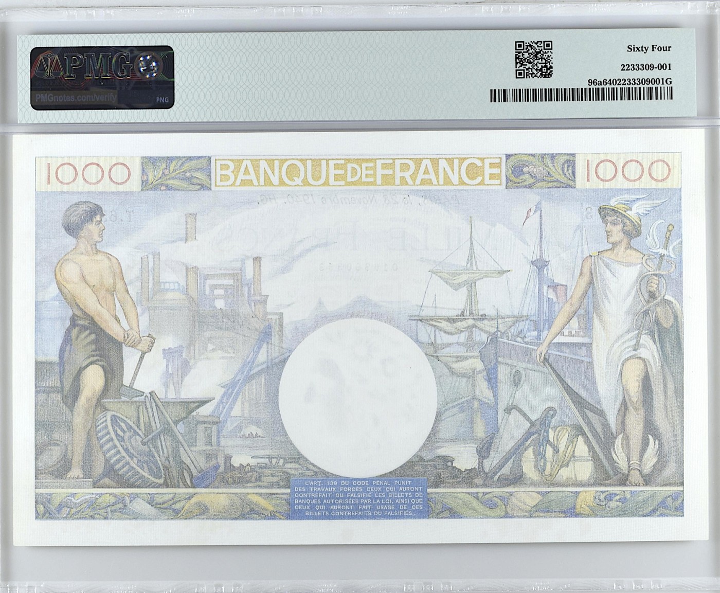 《张总收藏》117期-外币超高货合集 冠军分&名誉品 法国1000法郎 PMG64 1940年 大票幅 剪壳裸币收藏首选 无47
