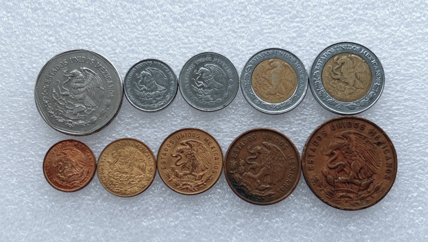 全场一元起拍 世界钱币散币场 第20期 墨西哥硬币10枚