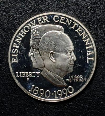 外国精、普制银币专场 - 1990年美国纪念艾森豪威尔百年一美元精制银币