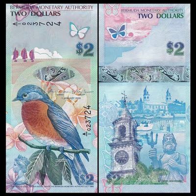外钞专场第④场 - 百慕大2元 蓝鸟钞 获奖币 2009年 全新UNC