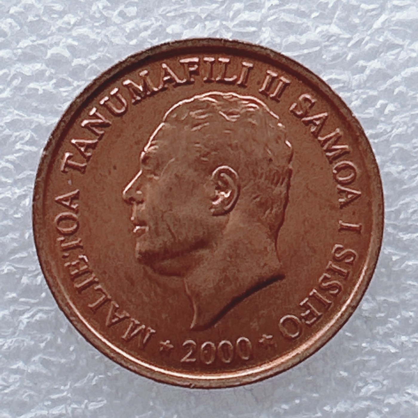 全场一元起拍 世界钱币散币场 第20期 萨摩亚2000年2分FAO纪念币 21世纪食品安全 五星 铜币 