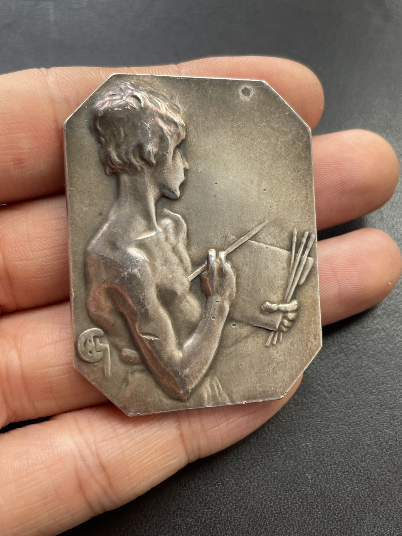 「木头集藏」章牌专场-第30期 A.Charpentier～法国绘画银奖章 尺寸：52×41mm，47.3g