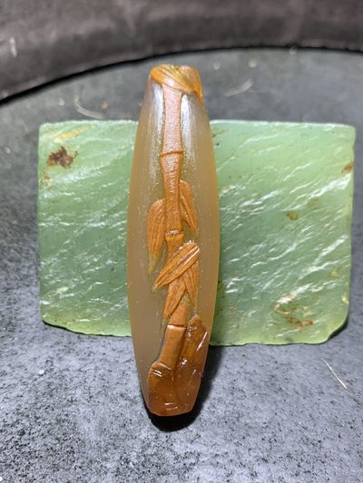 精美亚光高玉化巴西玛瑙手工俏色竹节(节节高升)吊坠一个！ - 精美亚光高玉化巴西玛瑙手工俏色竹节(节节高升)吊坠一个！
