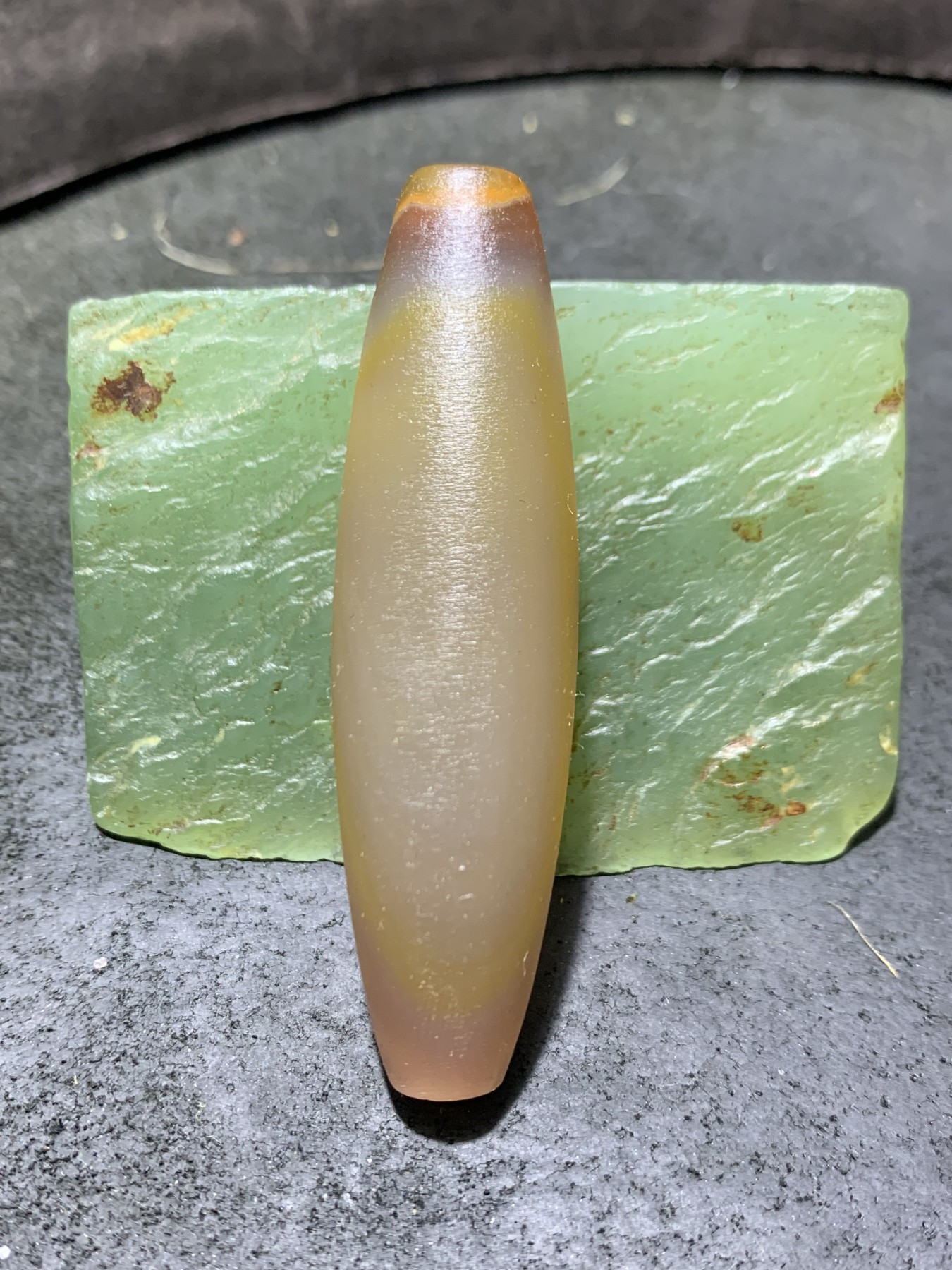 精美亚光高玉化巴西玛瑙手工俏色竹节(节节高升)吊坠一个！