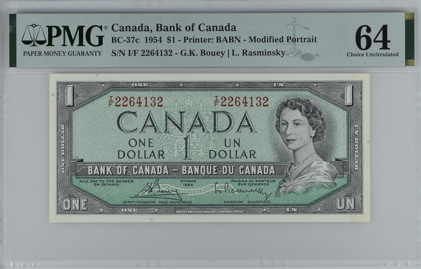 收藏联盟Quantum Auction 第286期拍卖  加拿大1954年1元 PMG64