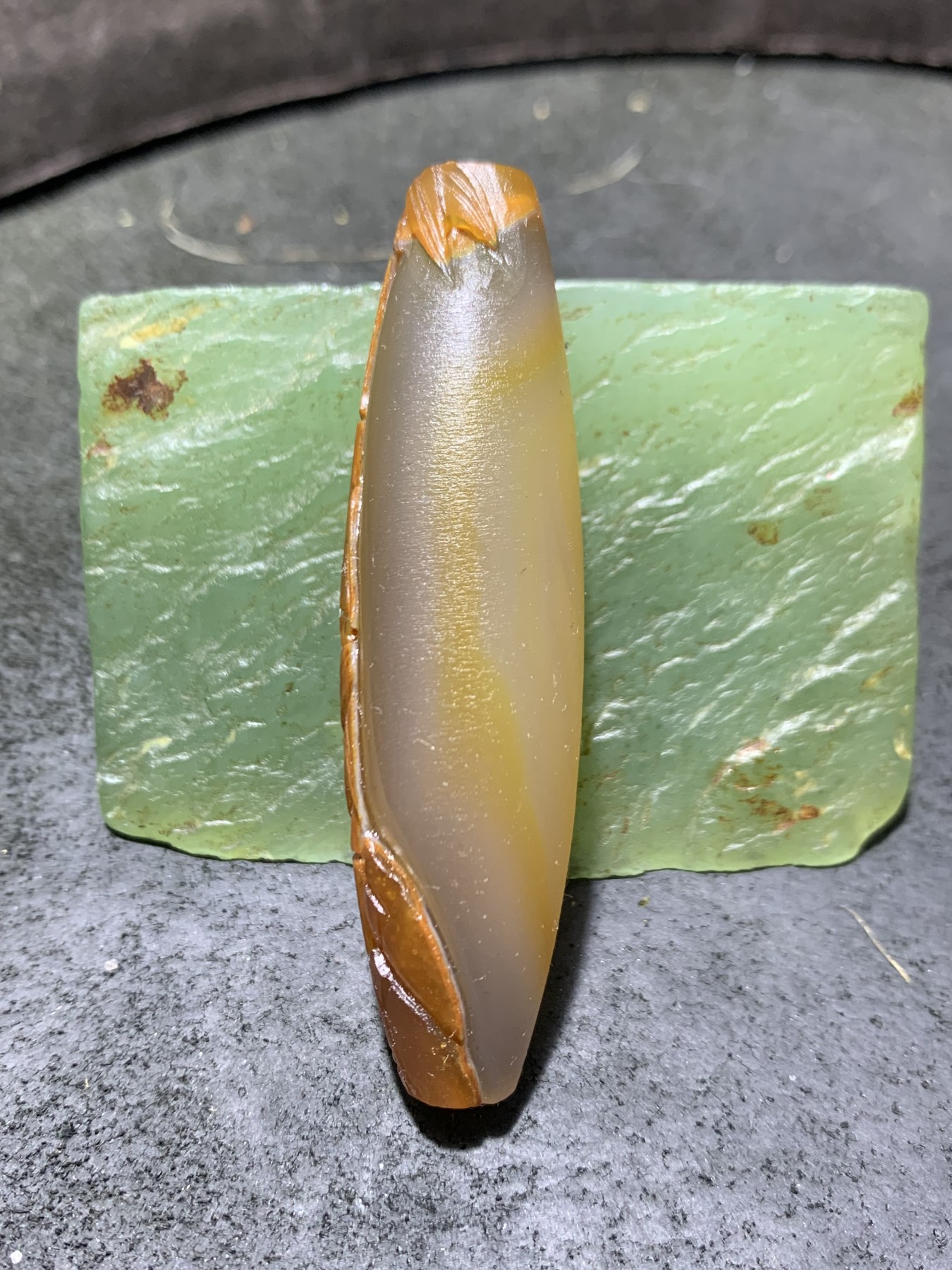 精美亚光高玉化巴西玛瑙手工俏色竹节(节节高升)吊坠一个！