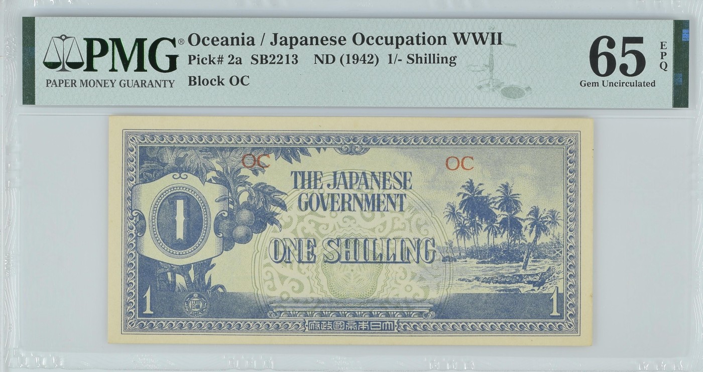 收藏联盟Quantum Auction 第286期拍卖  日占太平洋1942年1先令 PMG65 稀少