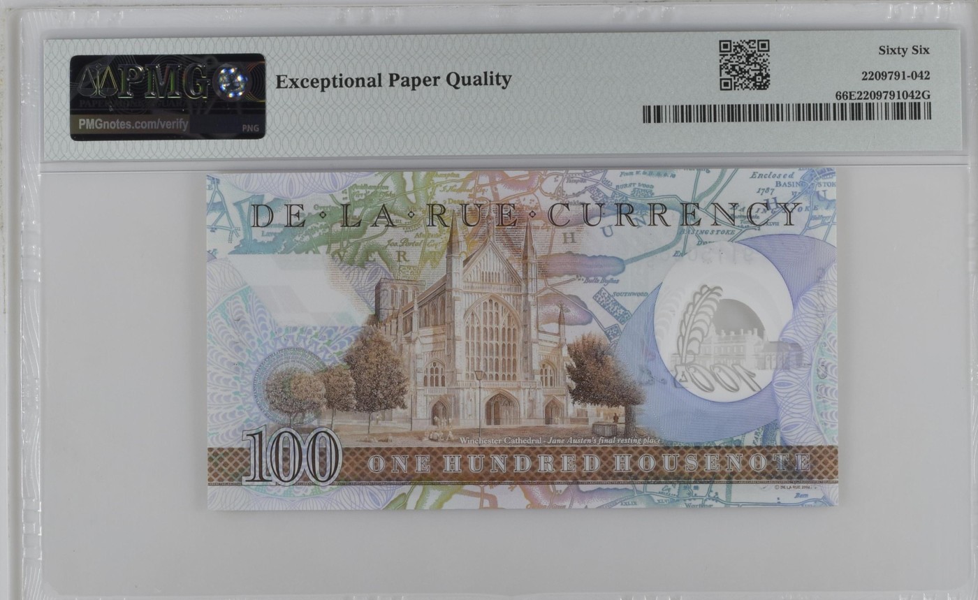 收藏联盟Quantum Auction 第286期拍卖  德纳罗De La Rue Currency (GBR)2004年100 Units 测试钞 PMG66 狮子号