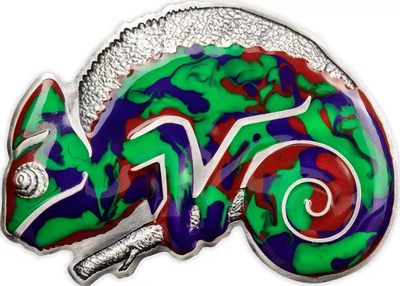 【海寕潮】拍卖第八十期 - 【海寧潮】巴巴多斯2023年变色龙可变色异形3盎司纪念彩银币原价2300