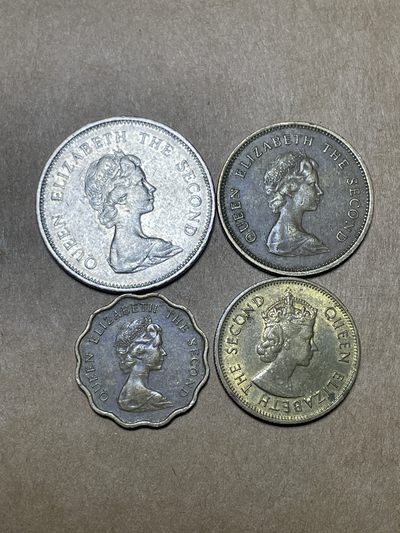 世界硬币纸币0 元起拍全场无压力第39场 - 1978年全同年份英属香港女王头像硬币一小套